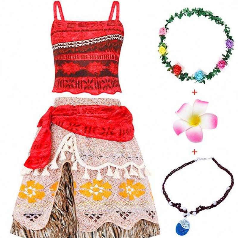 Costum de costum de coplay Halloween Costum Costum Moana Rochie fete cu colier cu bandă de cap DGHC-015