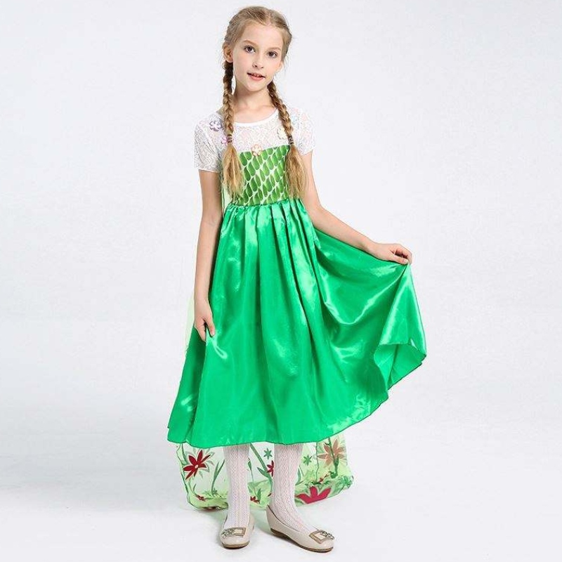Costum denaștere al fetei Amazon Top Seller Girl \\ Birthday Costum Princess Anna Kids Dress ELSA pentru 4-10y HCGD-019