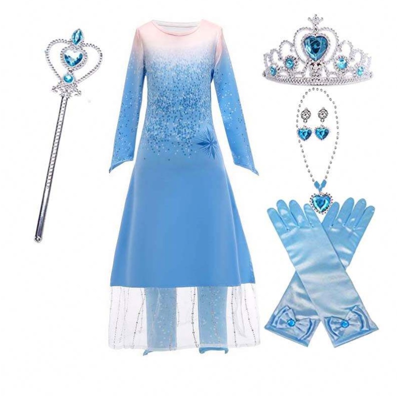 Copiii fetițe prințesa Fancy Dress Up Cosplay Costum Elsa Coronație Rochie Cosplay HCGD-020