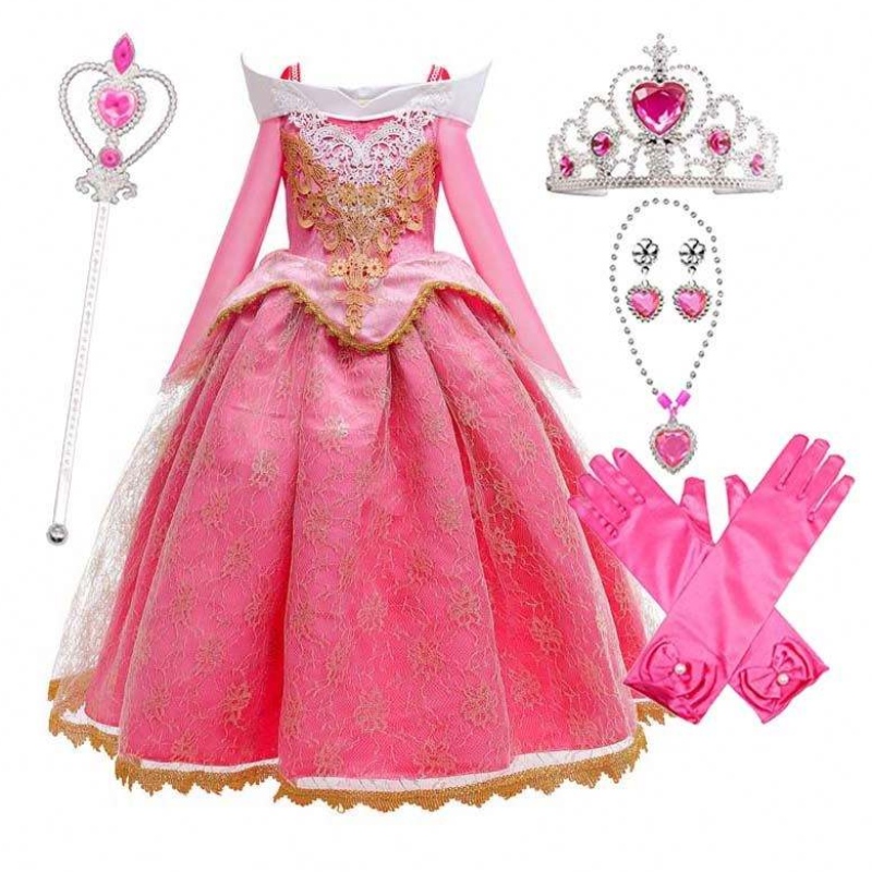 Girl Princess Dress Up Sleeping Beauty Pink Princess Costum pentru 3-10Y HCSP-001