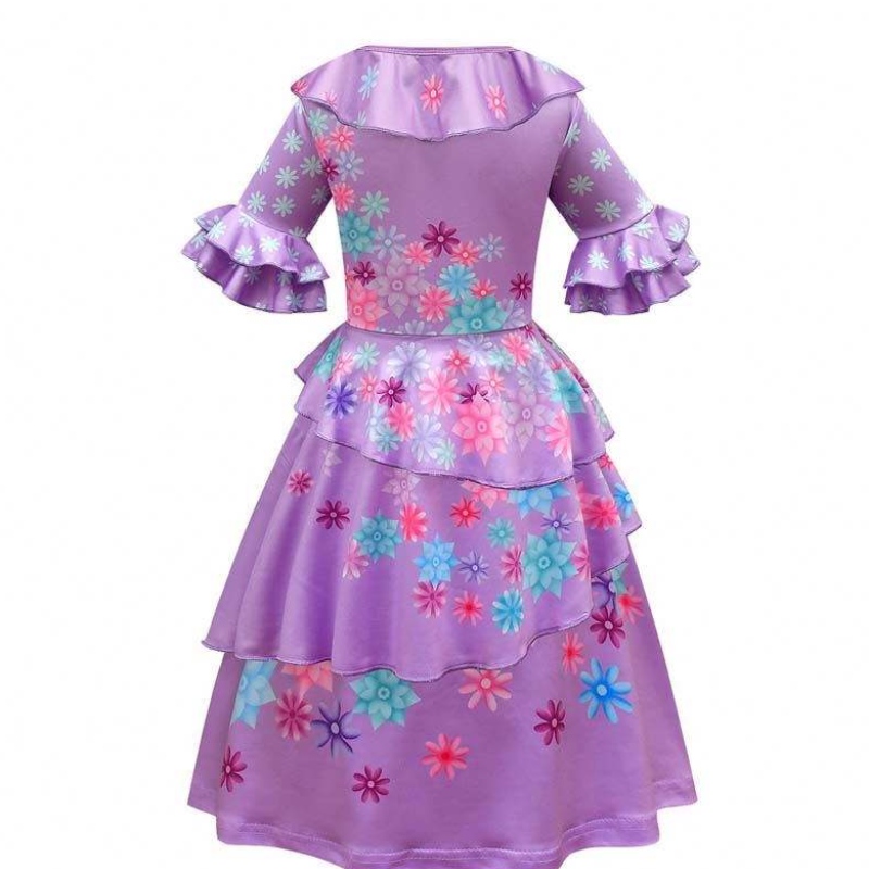 Produsnou 2022 Fete pentru copii Mirabel Madrigal Cosplay Distribuiți rochie Encanto Isabela Rochie cu perucă HCIS-006