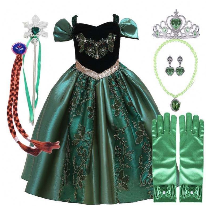 022 Cea mai vândută rochie pentru copii copii mici fete de Halloween Prințesa Anna Elsa Costum cu Cape HCGD-032