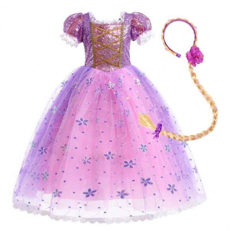 Girls Princess Costum Rapunzel Puff Sequin Cosplay Rochie Purple cu accesorii HCRS-007