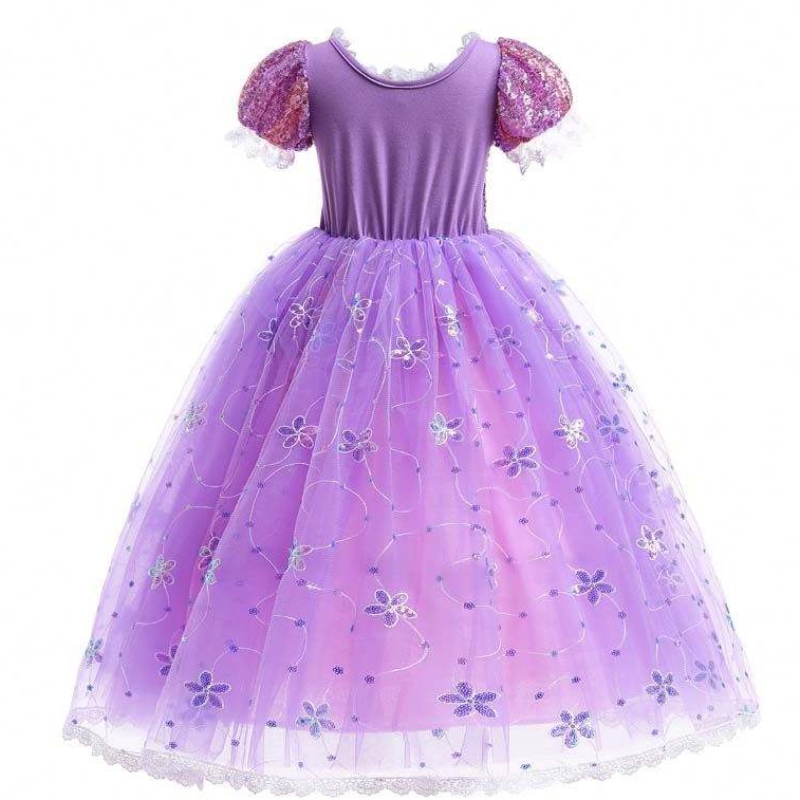 Girls Princess Costum Rapunzel Puff Sequin Cosplay Rochie Purple cu accesorii HCRS-007