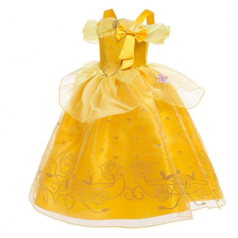 Țete de Crăciun de Halloween Fetiță Fetiță Copii clasici galbeni Clasic Belle Prințesa Rochii cu accesorii HCBL-005