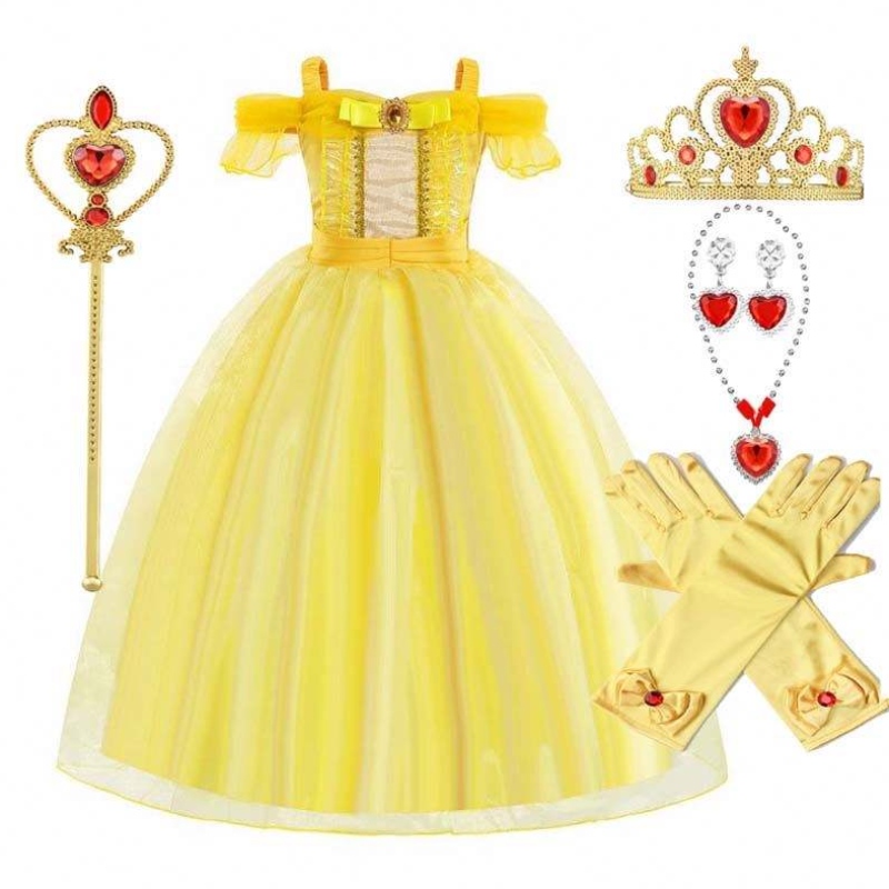 Halloween Birthday Party Cosplay Costum pentru copii Prințesa Belle Ballroom Rochie HCBL-006