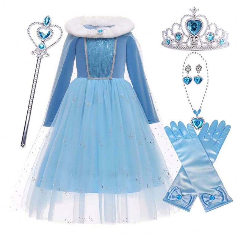 Halloween Cosplay Winter Warm Fancy Dress Up Elsa Costum cosplay cu Cape HCGD-045