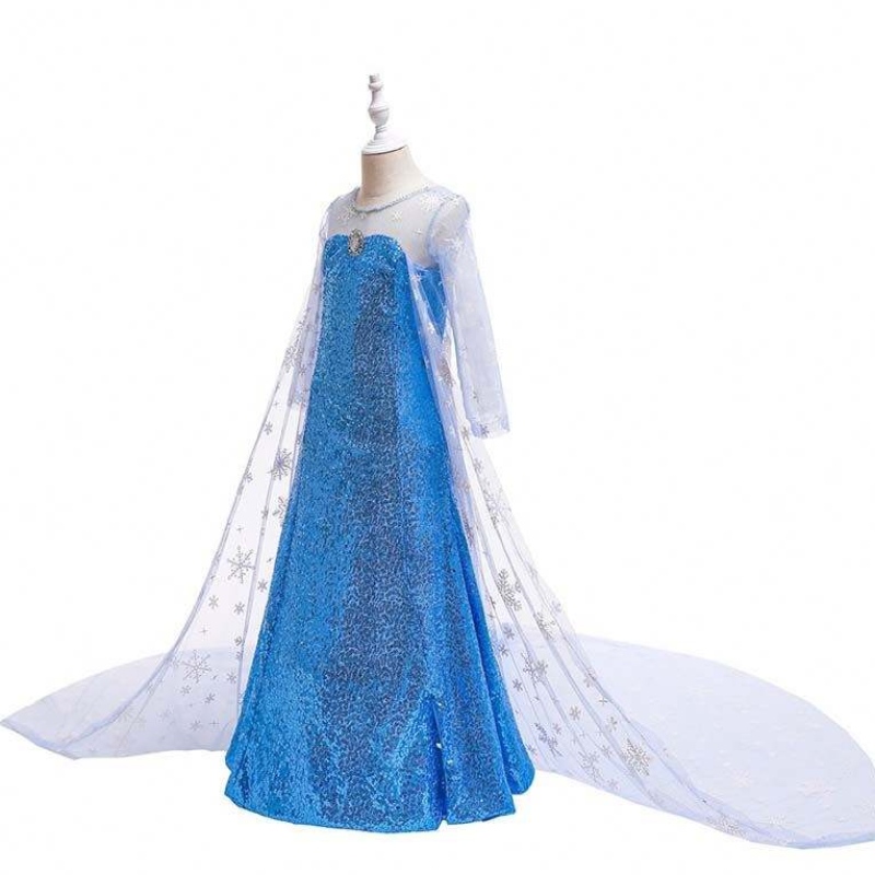 Copii Costum fetiță Rochie albastră Snow Queen Cape Prințesa Elsa Rochie HCGD-047