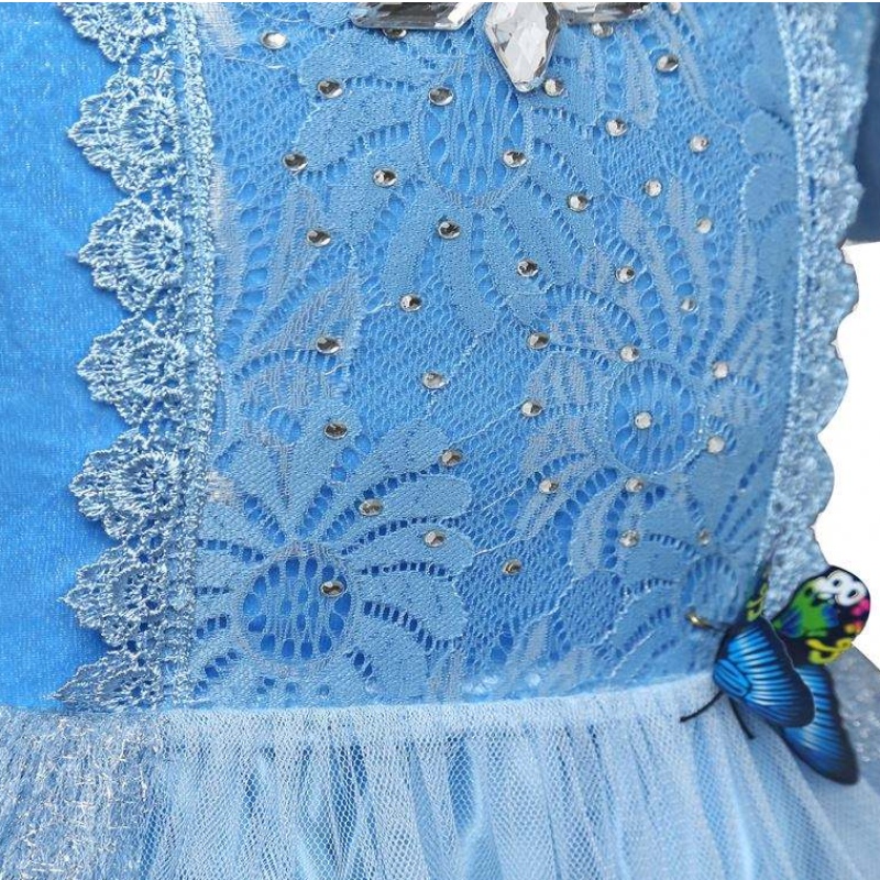 Rochie cu ridicata Aurora prințesă Costum Beauty Costum Rochie cu fluture pentru copii cu mâneci scurte rochie din dantelă