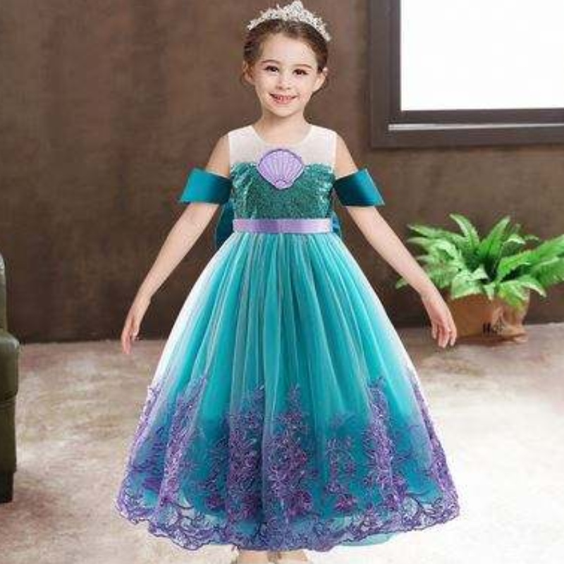 Baige Mermaid Summer Autumn Flower Girl Rochie Long Princess Christmas Halloween Costum