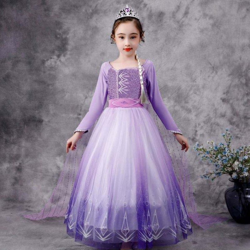 Costum Baige New Elsa 2 fete Prințesa Rochii Snow Queen Birthday Party Fancy Cosplay Cosplay cu mânecă lungă