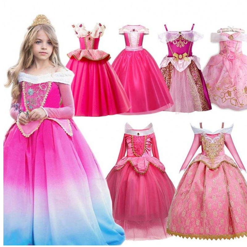 Fata fantezie de lux frumusețe somnolentă de Halloween prințesă Costum petrecere Aurora Dress Up Kids Roșu de Crăciun stratificat de Crăciun
