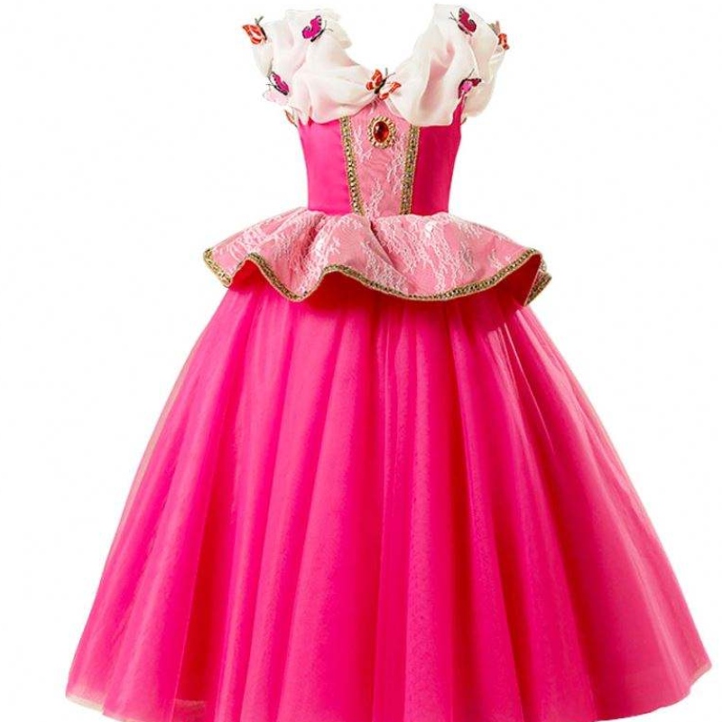 Fata fantezie de lux frumusețe somnolentă de Halloween prințesă Costum petrecere Aurora Dress Up Kids Roșu de Crăciun stratificat de Crăciun