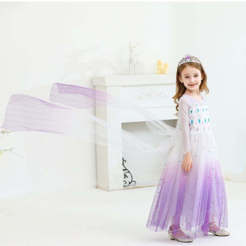 Noua fată prințesă Elsa Rochie pentru copii rochie de vară pentru fete rochie elsa violet pentru copii 2-10 ani