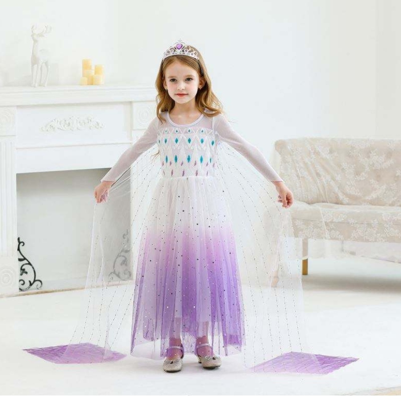 Noua fată prințesă Elsa Rochie pentru copii rochie de vară pentru fete rochie elsa violet pentru copii 2-10 ani
