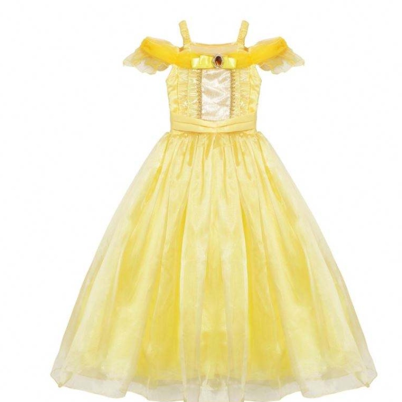 Fete belle prințesa rochie pentru copii belle cosplay costume fetiță rochie cu rochie fantezistă galbenă pentru copilul de petrecere de Halloween