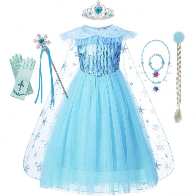 Fete elsa cosplay rochie costum fantezist fetă de zăpadă halloween petrecere de ziua denaștere copii prințesă haine de haine