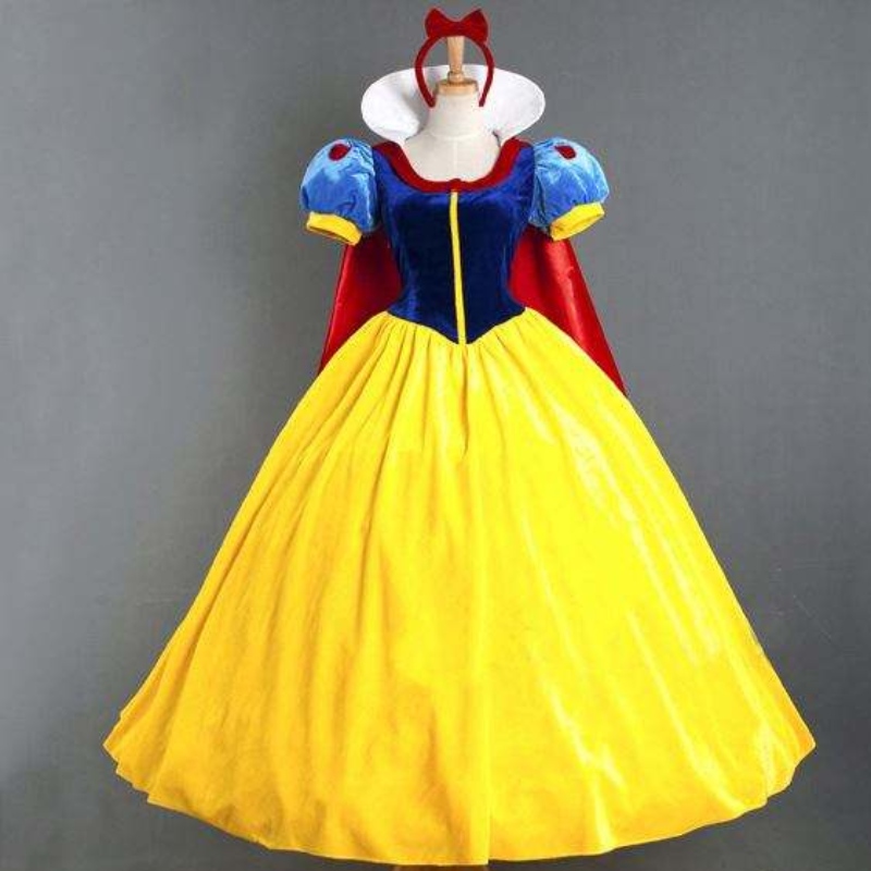 Rochie de cosplay pentru adulți, alb -zăpadă, rochie prințesă femei adult/children prințesa albă ca zăpada deninsă costum de petrecere de Halloween