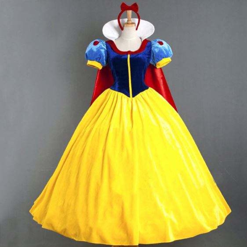 Rochie de cosplay pentru adulți, alb -zăpadă, rochie prințesă femei adult/children prințesa albă ca zăpada deninsă costum de petrecere de Halloween