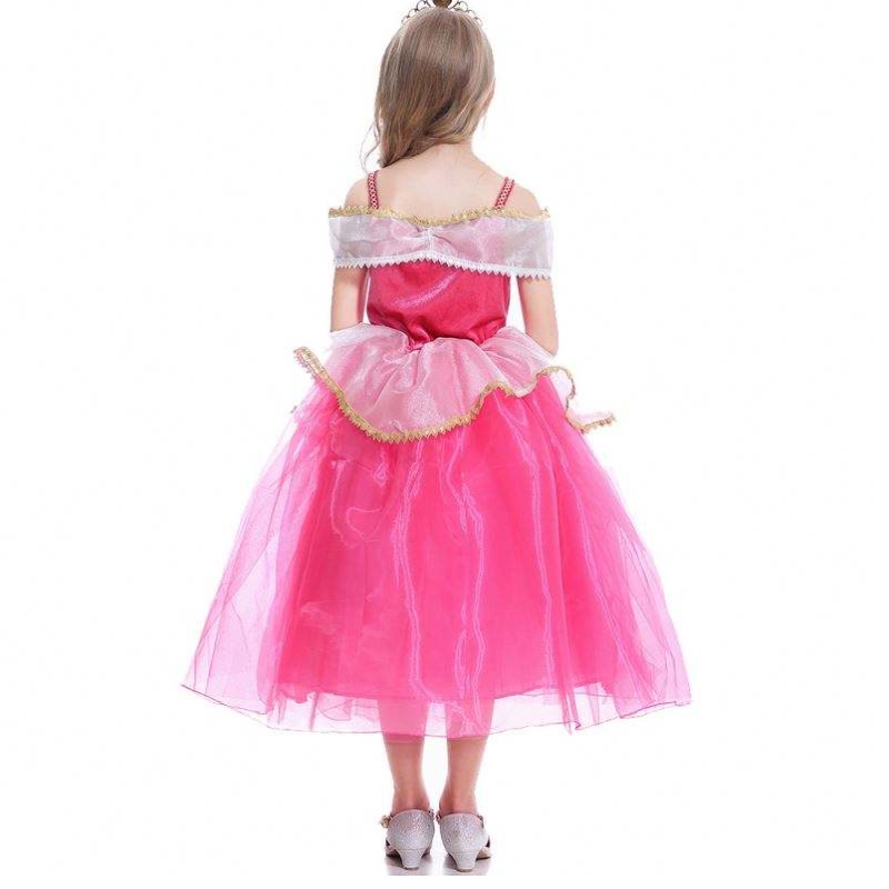 Fete Aurora Prințesă Rochie cu mâneci lungi de pe umăr dantelă Robe Kids Helloween/christmas Cadou Party Party Outfits