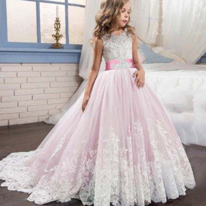 Baige Luxury Princess Party Party Party Rochie cu ridicata Copii Copii de seară Ball Rochie Fancy Birthday Party Prom Costum