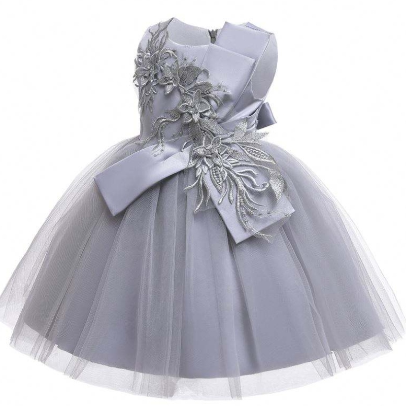 Baige Flower Firls Copii drăguțe pentru copii fără mâneci rochie mare arc floralnuntă denuntă prințesă rochie