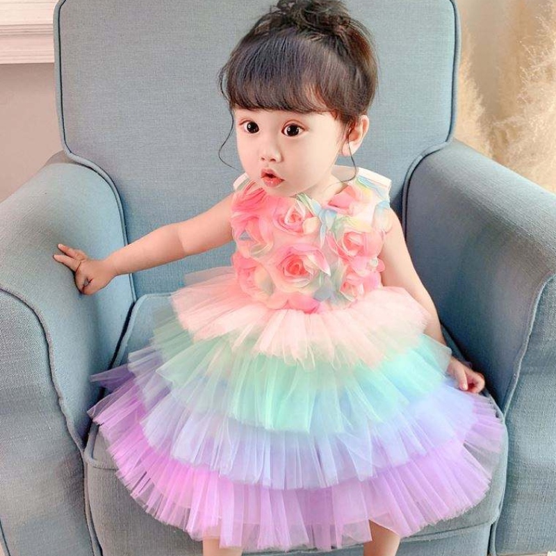 Baige Flower Flower Girl Girl Birthday Princess Dress Tort