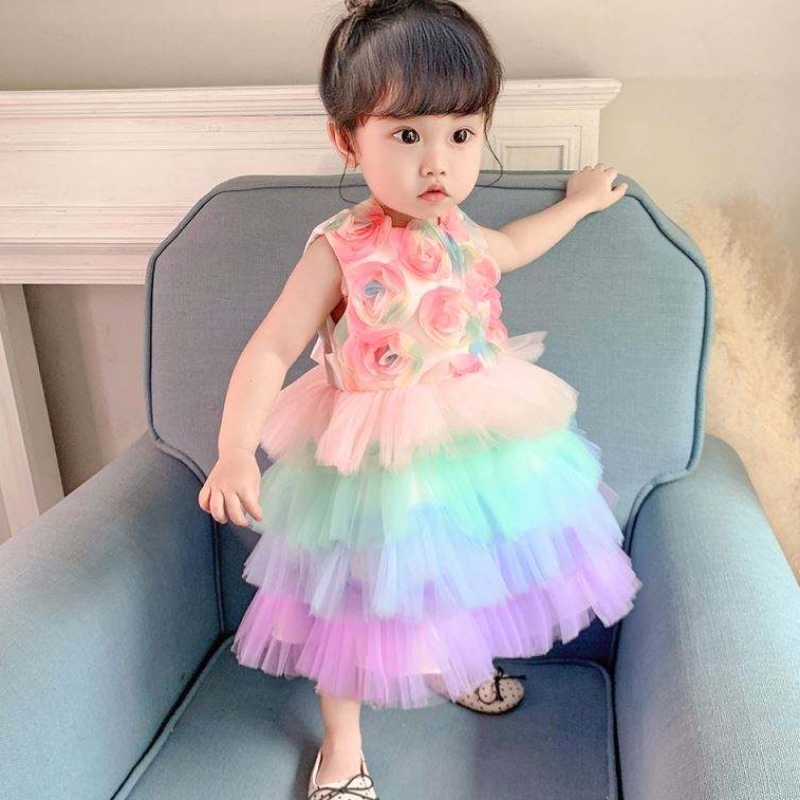 Baige Flower Flower Girl Girl Birthday Princess Dress Tort