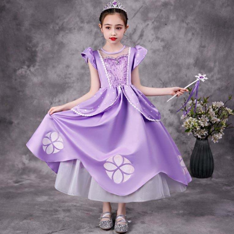 Baige Purple Sofia Rapunzel Elsa Anna Belle Prințesa Dress TV TV Costume Sofiya Princess for Girl