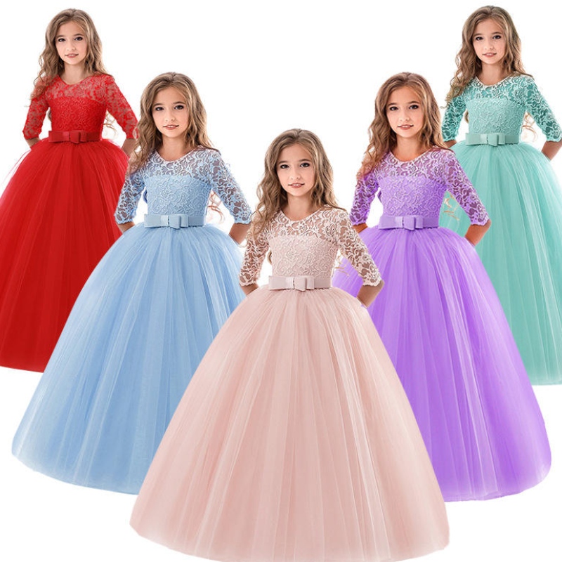 Adolescente pentru fete adolescente se va îmbrăca vara Copiii de vară Partea vestimentară Elegantă prințesă Long Tulle Fetele pentru copii Copii din dantelă Rochii Ceremonia de Nuntă