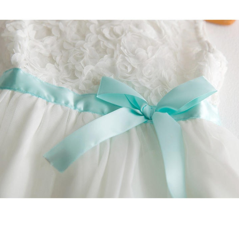 Rochie de dantelă de flori 3d alb Vârstă pentru 3 - 9 ani fetițe rochie de Crăciun pentru copiinoi de iarnă pentru copii rochii de seară fete fete