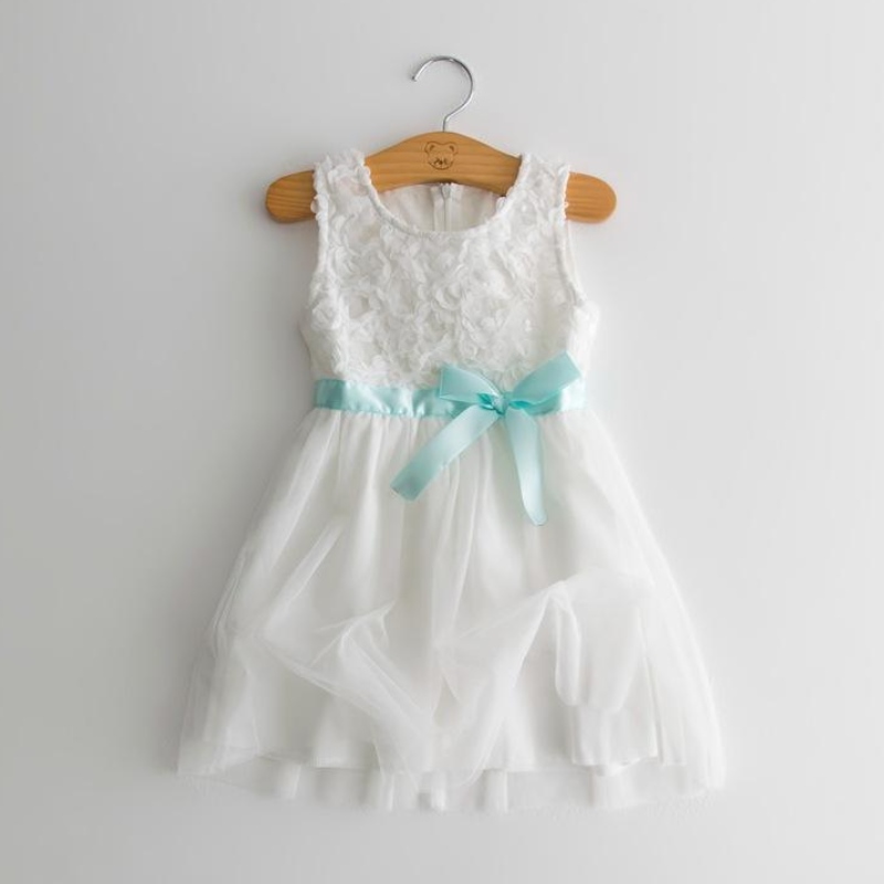 Rochie de dantelă de flori 3d alb Vârstă pentru 3 - 9 ani fetițe rochie de Crăciun pentru copiinoi de iarnă pentru copii rochii de seară fete fete