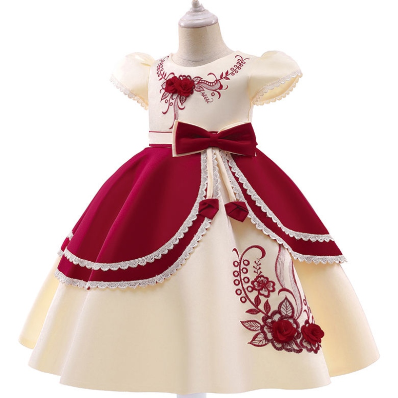 2022 Copii formali Rochie de broderie vintage pentru fete Copii Costum Prom Party Party Princess Girls Seara Vestido