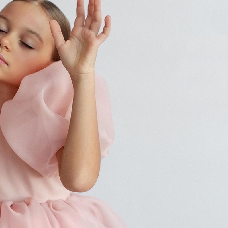 Fashion Girl Princess Vintage Rochie Tulle Copil Vestido Puff Sleeve Pink Nunta Petrecere denuntă Tutu Copil Rochie rochie cu mingea
