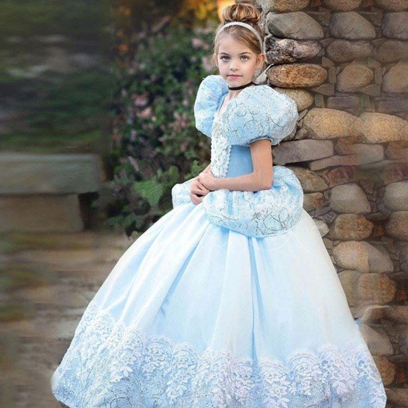 Rochie de prințesă albastră pentru fete Halloween Party Cosplay Costum Kids Princess Dress Up