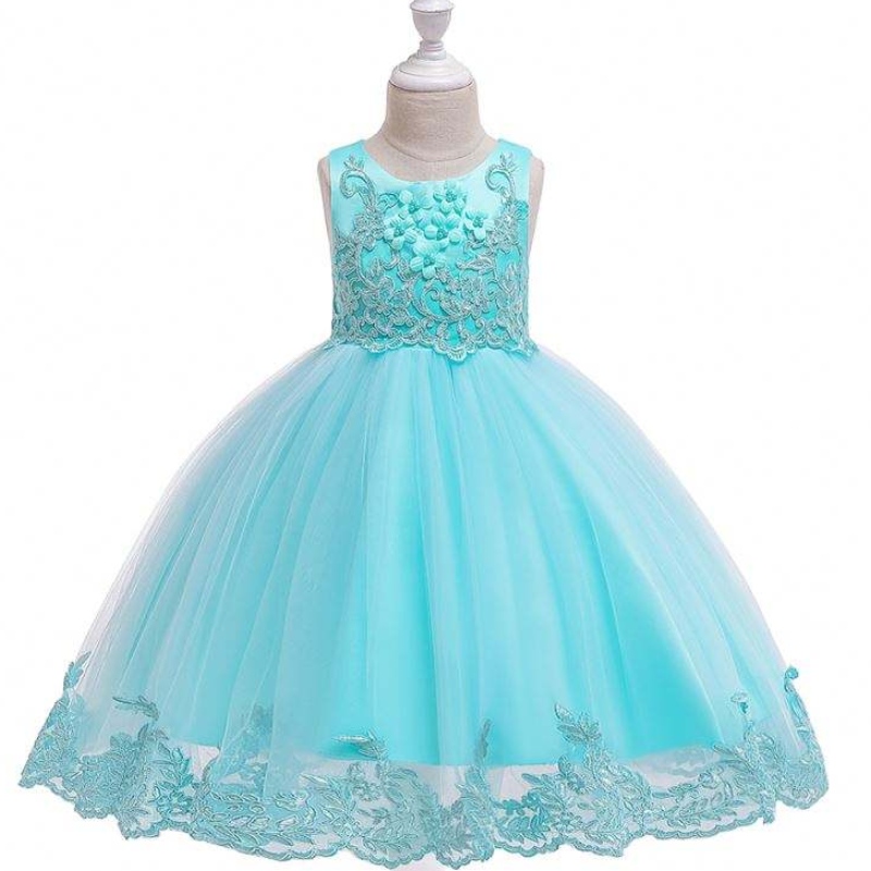 Baige Summer Kids Party Party Rochie Floare Fată din dantelă fără mâneci Fată Rochii de ziua denaștere pentru fete Rochii pentru fete