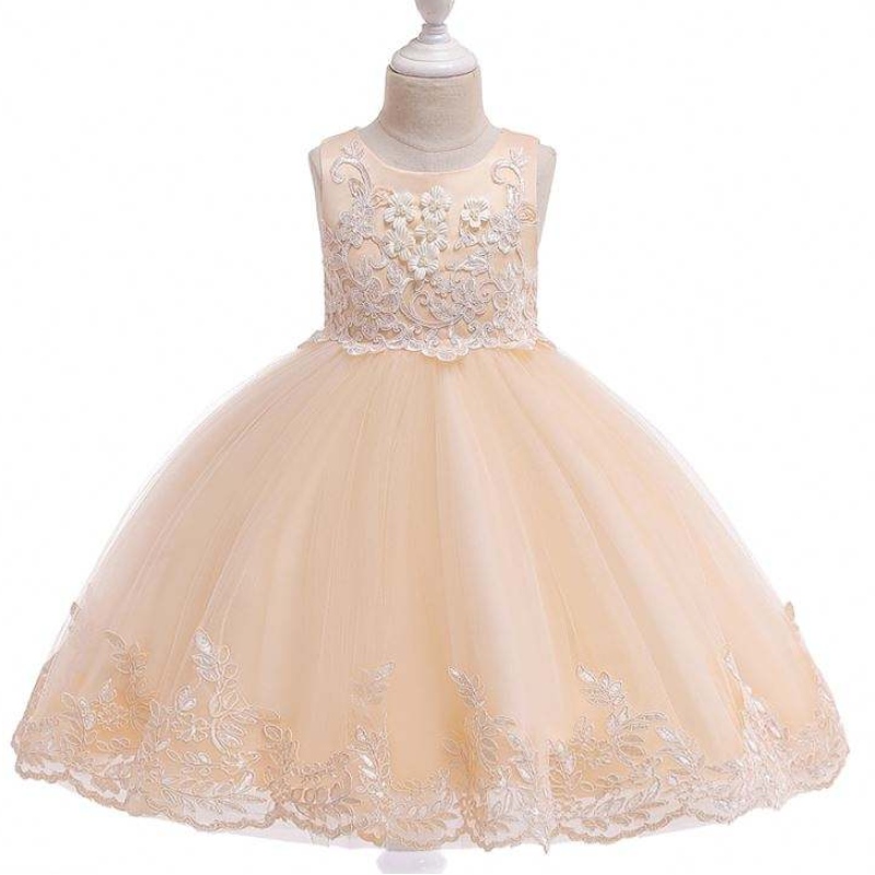 Baige Summer Kids Party Party Rochie Floare Fată din dantelă fără mâneci Fată Rochii de ziua denaștere pentru fete Rochii pentru fete