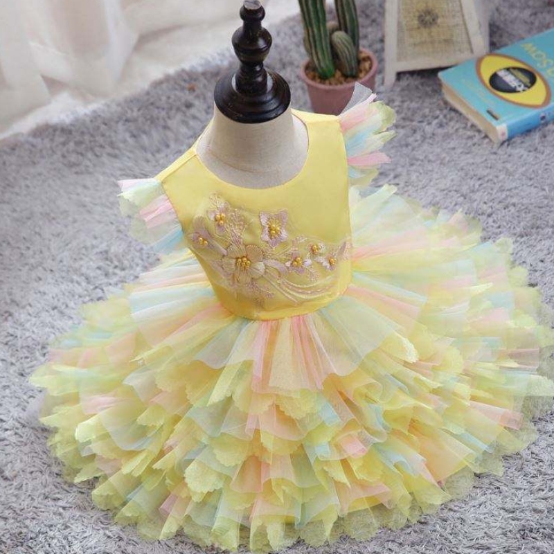 Baige Girls \\ rochie cu mâneci scurte baleturi colorate fetenoi \\ 'rochie prințesă design D0755