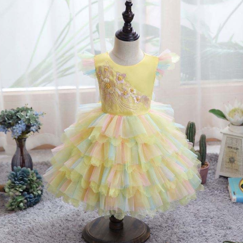 Baige Girls \\ rochie cu mâneci scurte baleturi colorate fetenoi \\ 'rochie prințesă design D0755