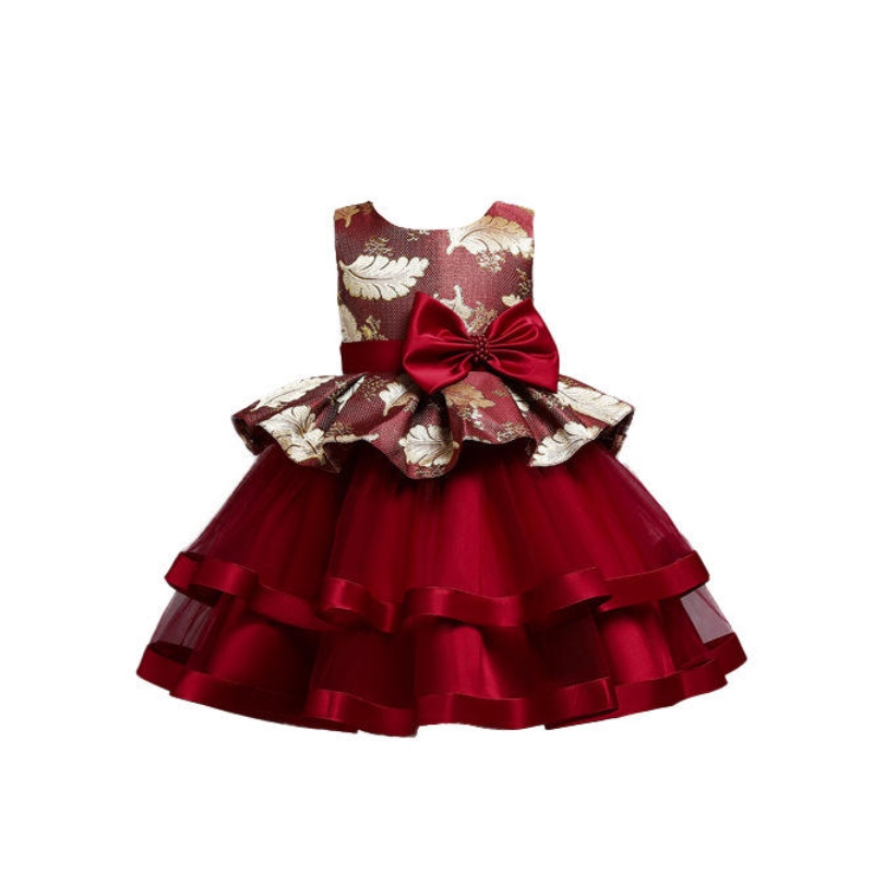 Rochie de mireasă din dantelă de fete brodate prințesă rochie de flori fusta tutu