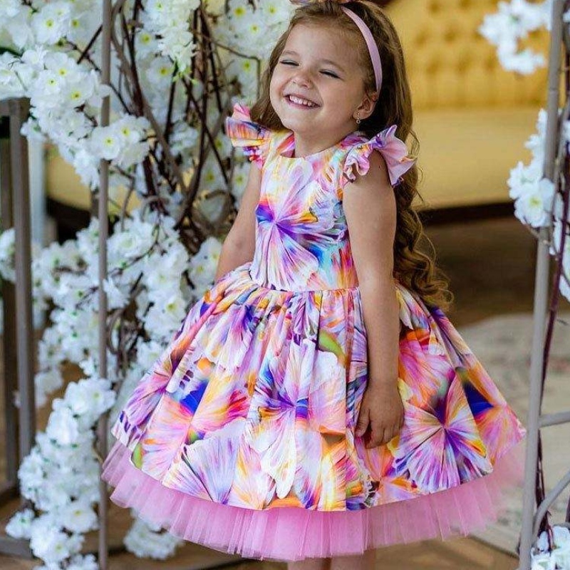 Cea mai recentă rochie de fată cu imprimeu floral \\ haine pentru copii de 3 ani de flori de flori rochii de domnisoare de onoare pentru petrecere