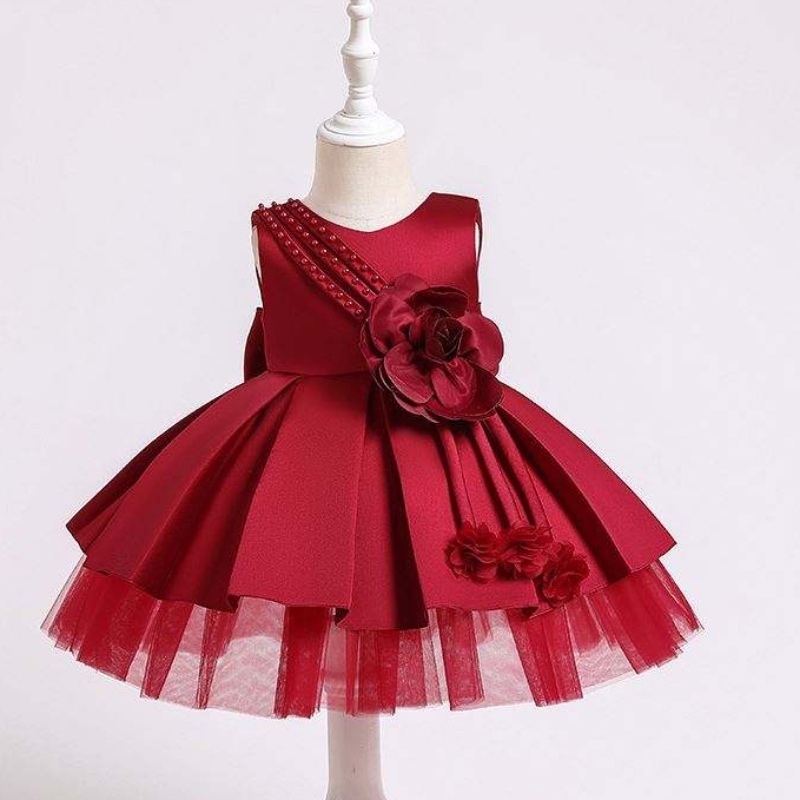 Rochie de petrecere pentrunou-născuți Baige timp de 0-2 ani pentru copii Satin Satin Frock Copii Rochii denaștere XZ001