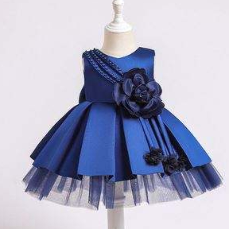 Rochie de petrecere pentrunou-născuți Baige timp de 0-2 ani pentru copii Satin Satin Frock Copii Rochii denaștere XZ001