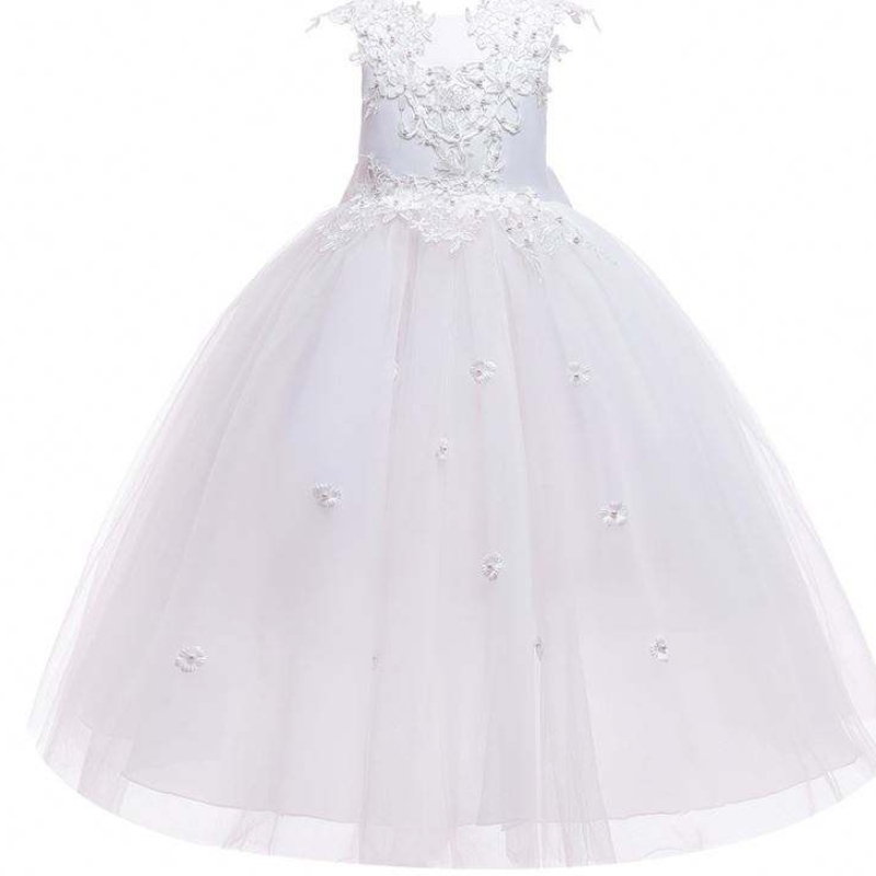 Baige Wholesale Applique Pretty Princess Summer Flower Firls Girls Rochii denașterenuntă Rochie pentru fete 4-14y în stoc