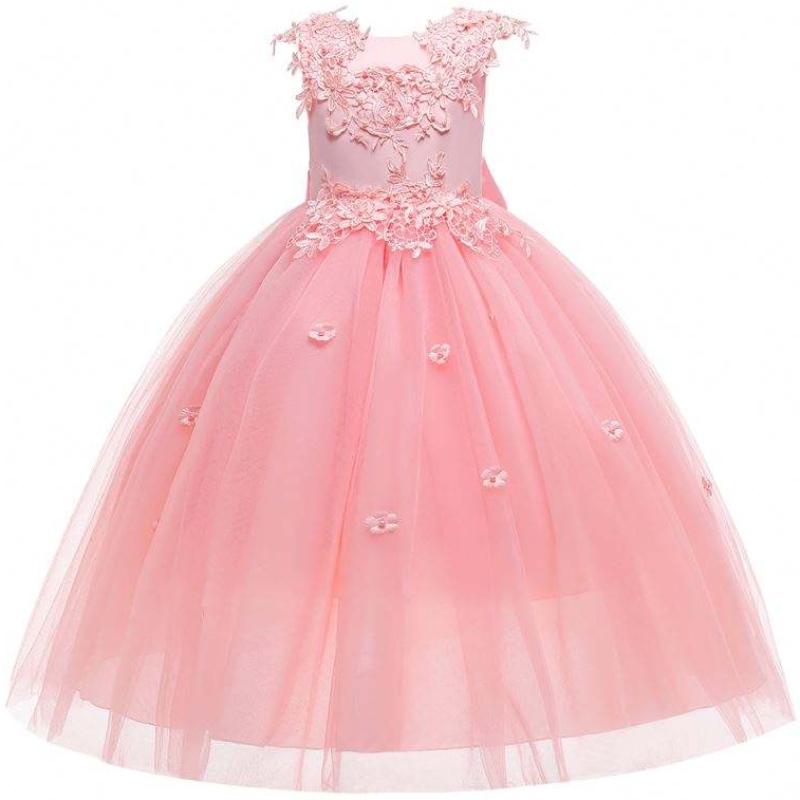 Baige Wholesale Applique Pretty Princess Summer Flower Firls Girls Rochii denașterenuntă Rochie pentru fete 4-14y în stoc