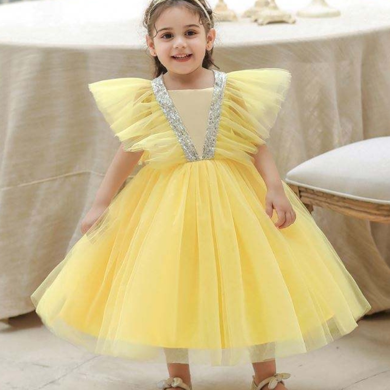Baige Summer Puffy Flower Girl Girl Birthday Rochie Moon Full Kids Nunta Tutu Rochie L2065XZ
