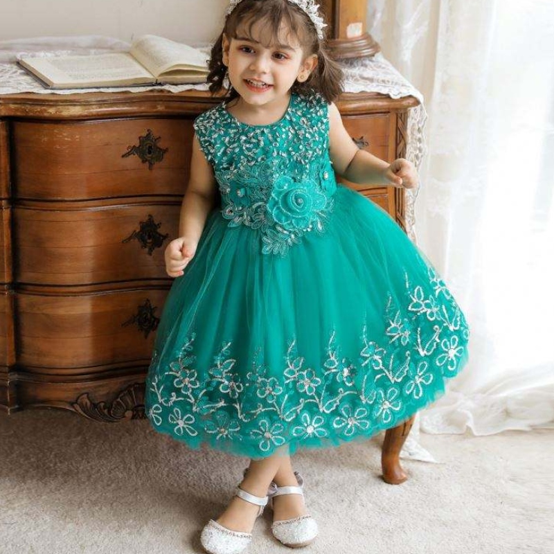 Baige Kids Children Brodery Rochie cu flori 0-5 ani Copiii Copii Net Design design denuntă elegant pentru copii