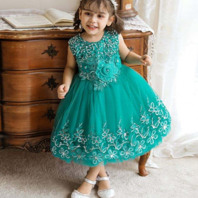 Baige Kids Children Brodery Rochie cu flori 0-5 ani Copiii Copii Net Design design denuntă elegant pentru copii