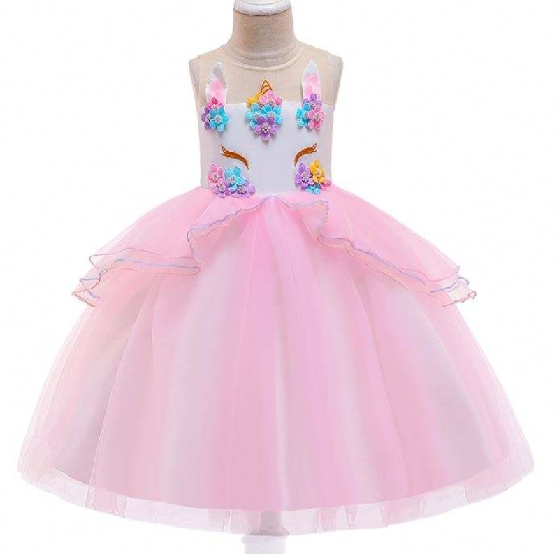 Noua sosire pentru copii cu flori unicorn rochie pentru copii, haine personalizate pentru copii design -uri DJS006