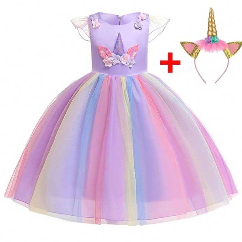 Rochie unicorn pentru fete Unicorn Costum Rainbow Tutu Rochie pentru petrecerea de ziua denaștere cu bandă de cap